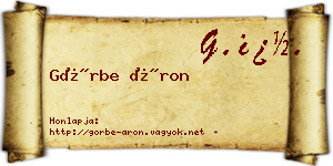 Görbe Áron névjegykártya